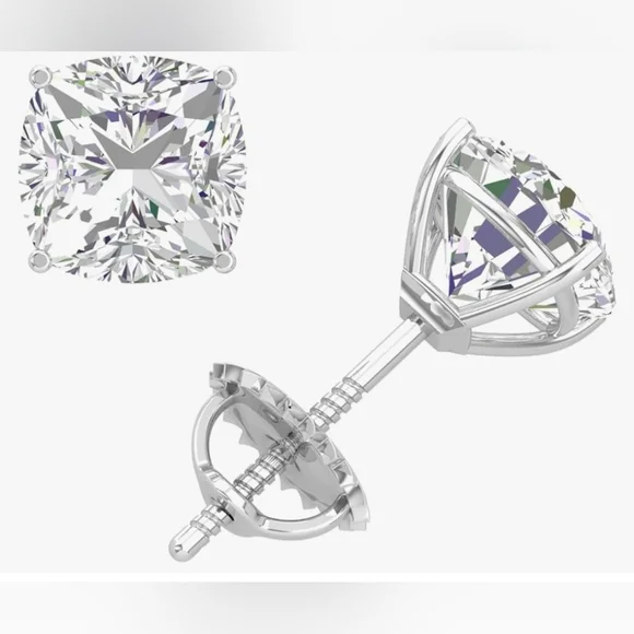 2cwt Moissanite Stud Earrings 18K White Gold Plated Silver VVSI D w Certificate. - Picture 3 of 14